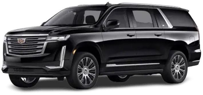 A black cadillac escalade is shown on a white background.