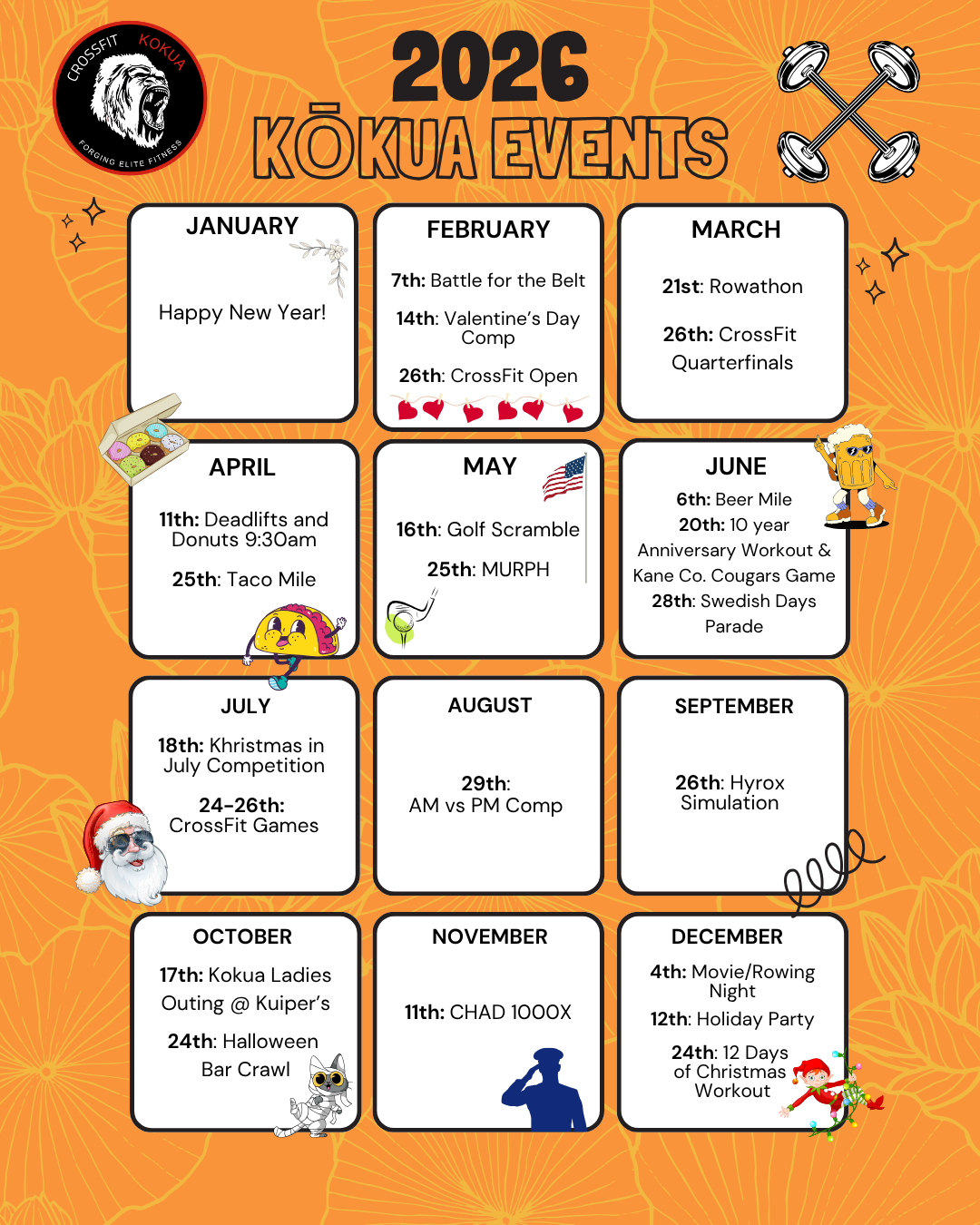 A calendar for 2024 kokua events is shown on a piece of paper.