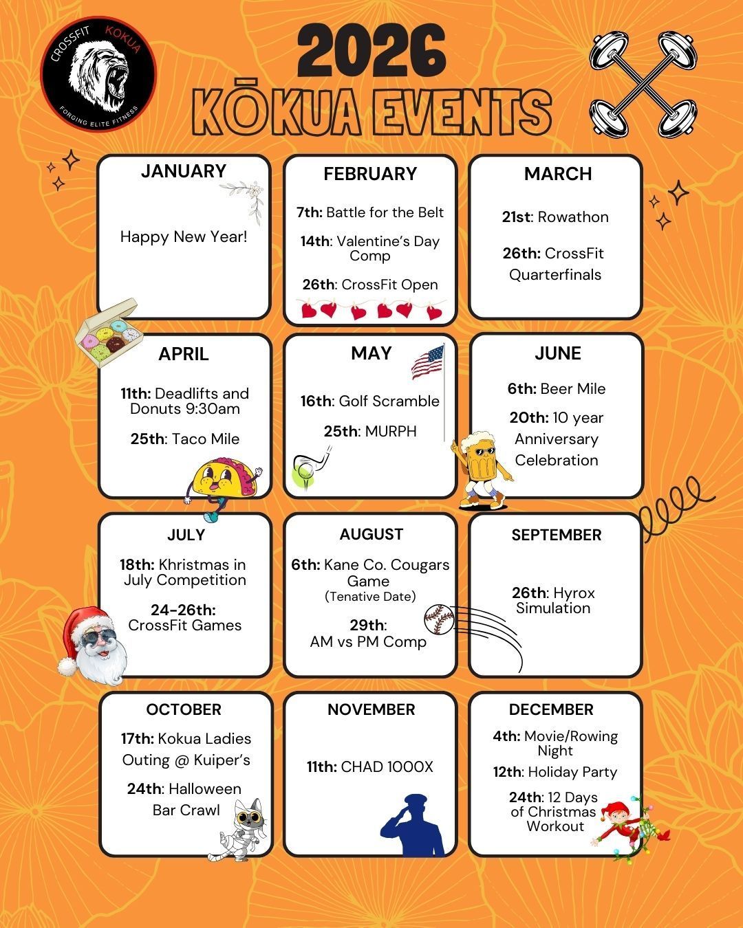 A calendar for 2024 kokua events is shown on a piece of paper.