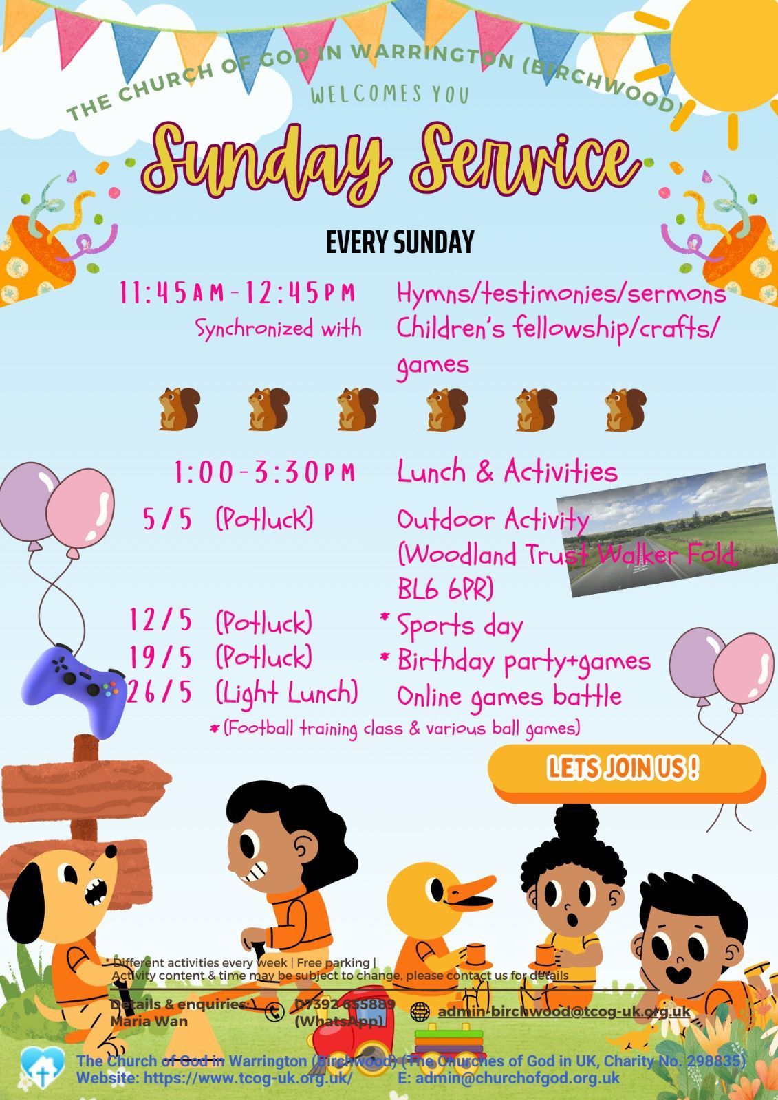 A poster for a sunday service at a church.