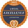 2022 Local Excellence award badge, Lexington. Navy and orange with linked heart graphic.