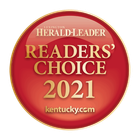 Lexington Herald-Leader Readers' Choice 2021 award badge: red and gold circular emblem.