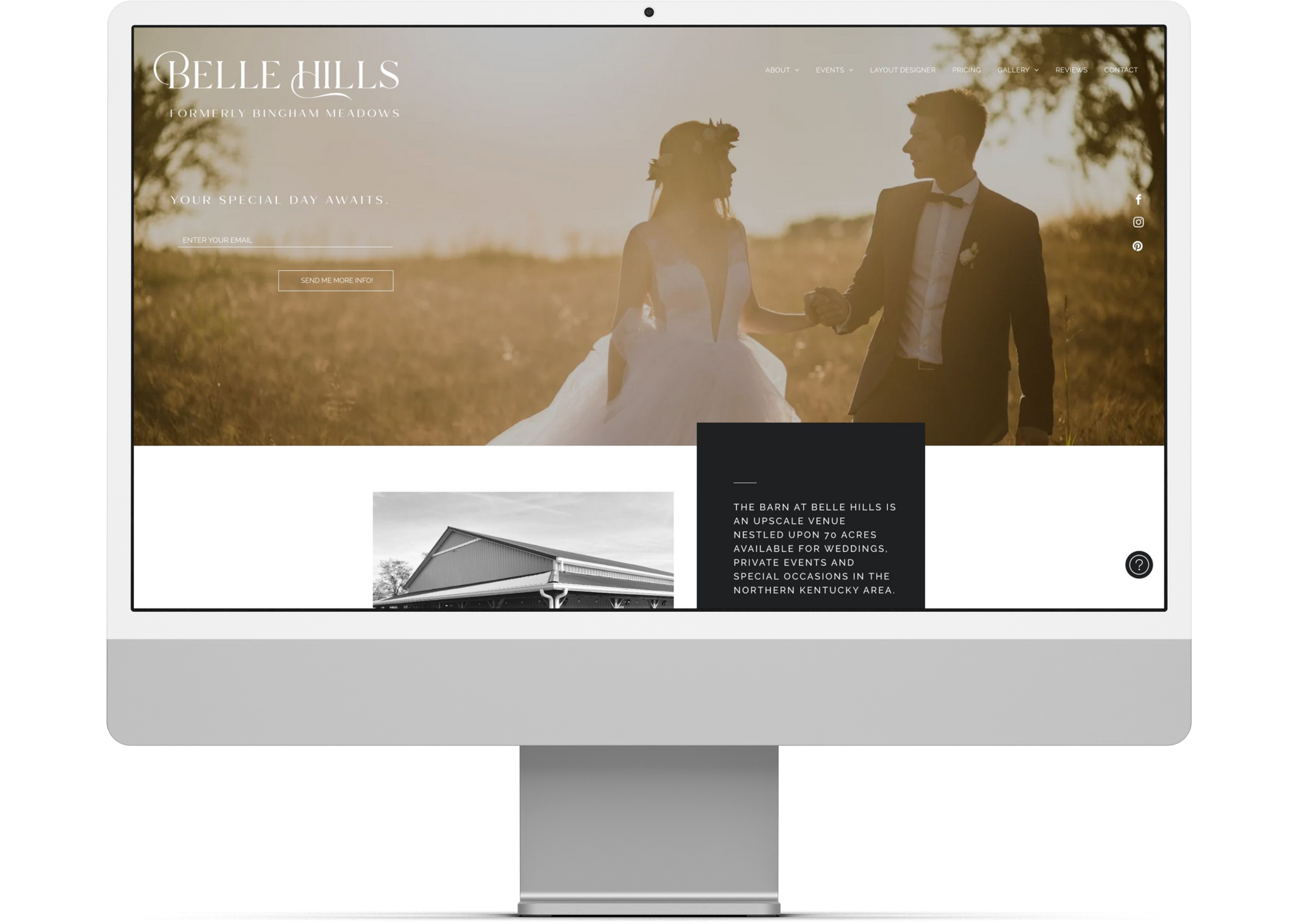 Before of Belle Hills Wedding Venue Website