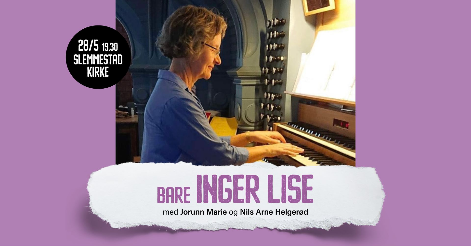 Woman playing an organ, text