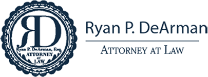 Logo for Ryan P. DeArman, Attorney at Law, with a stylized "RD" monogram inside a circular seal.