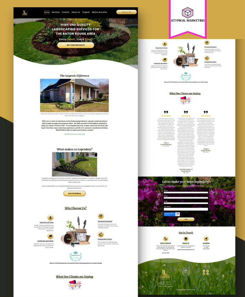 A screenshot of a website showing a house and a lawn.