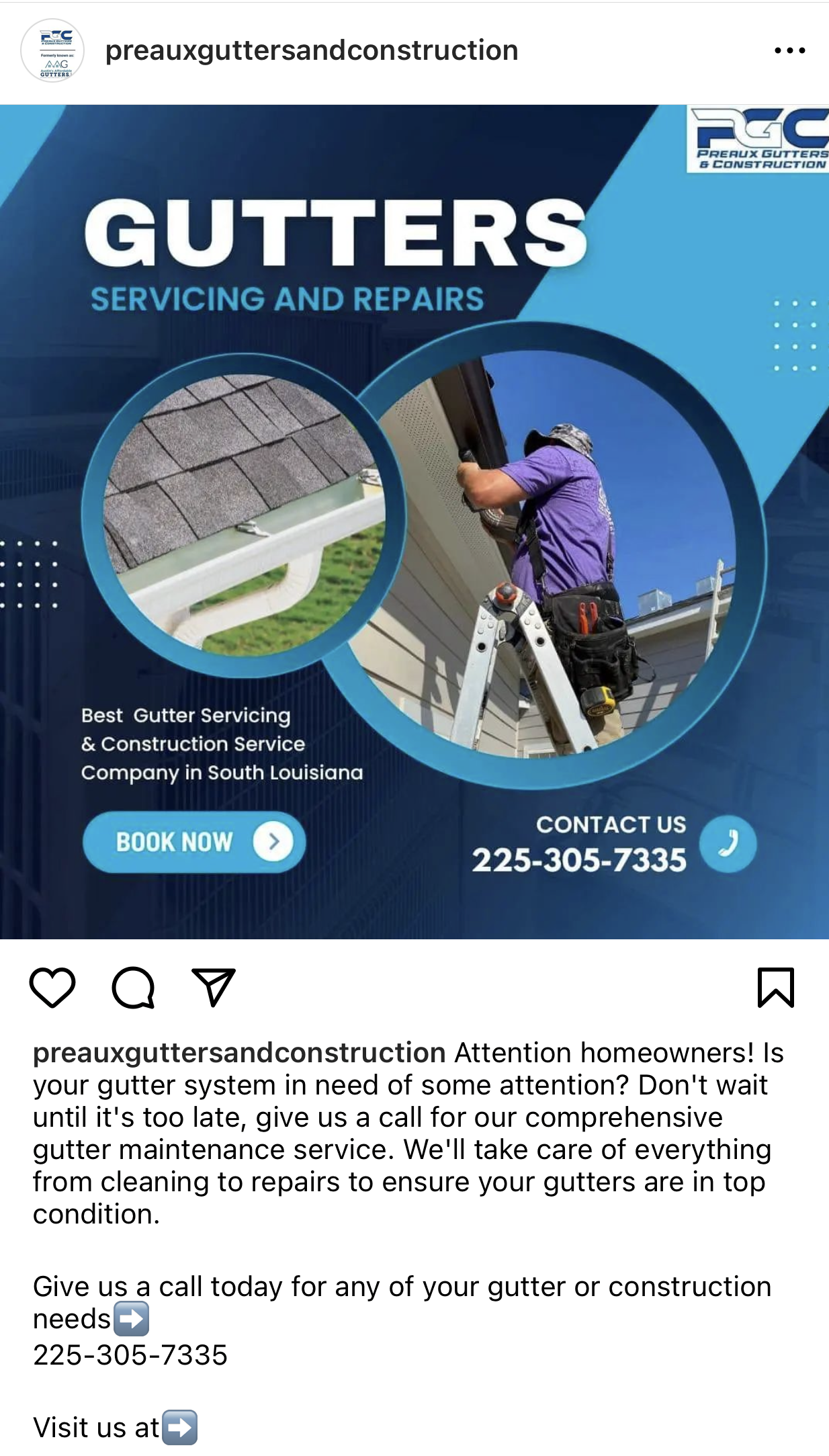 A man is standing on a ladder working on a gutter on a roof.