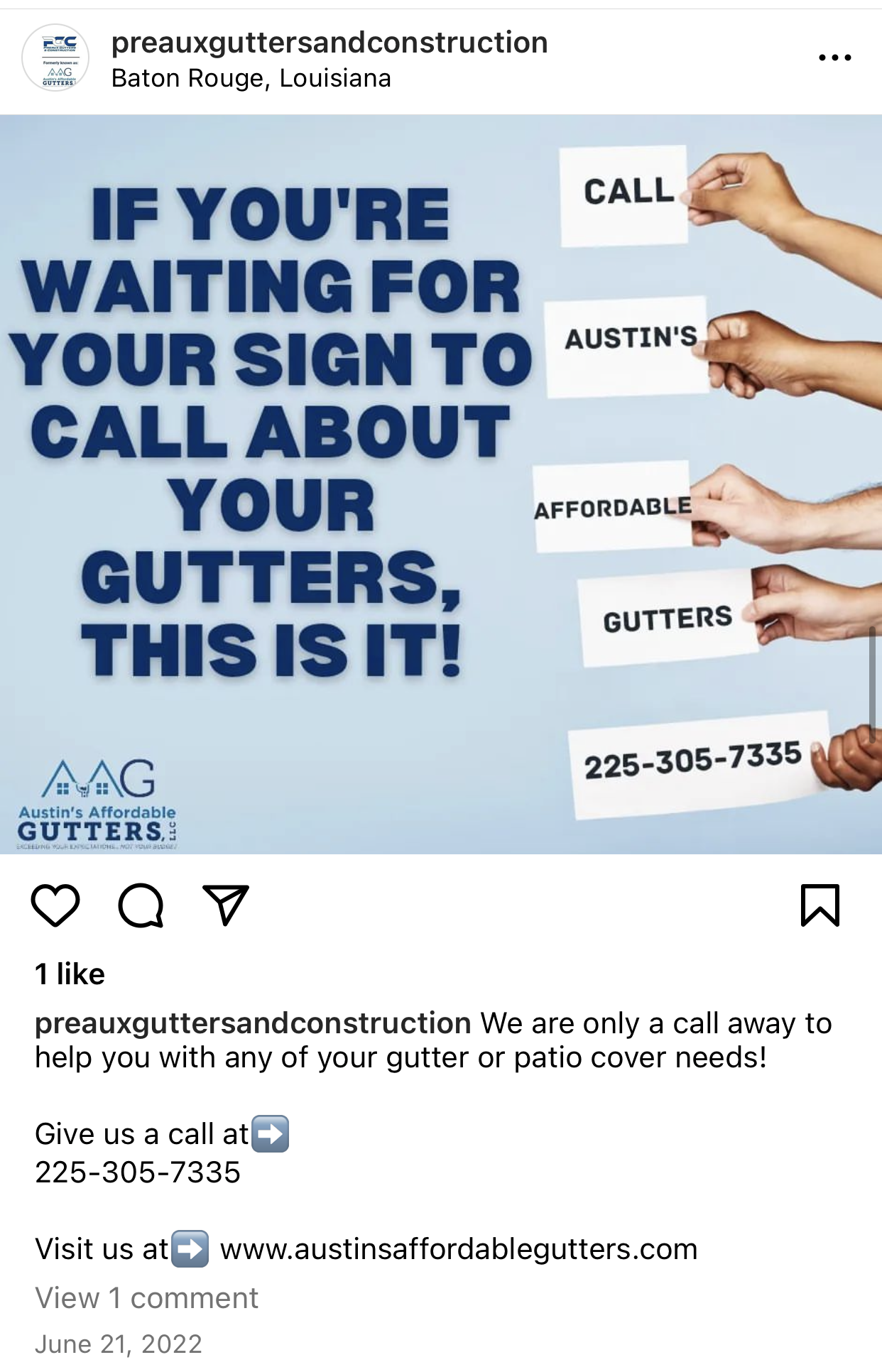 If you 're waiting for your sign to call about your gutters , this is it !