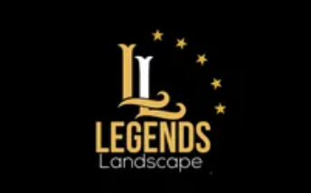A logo for legends landscape with a black background
