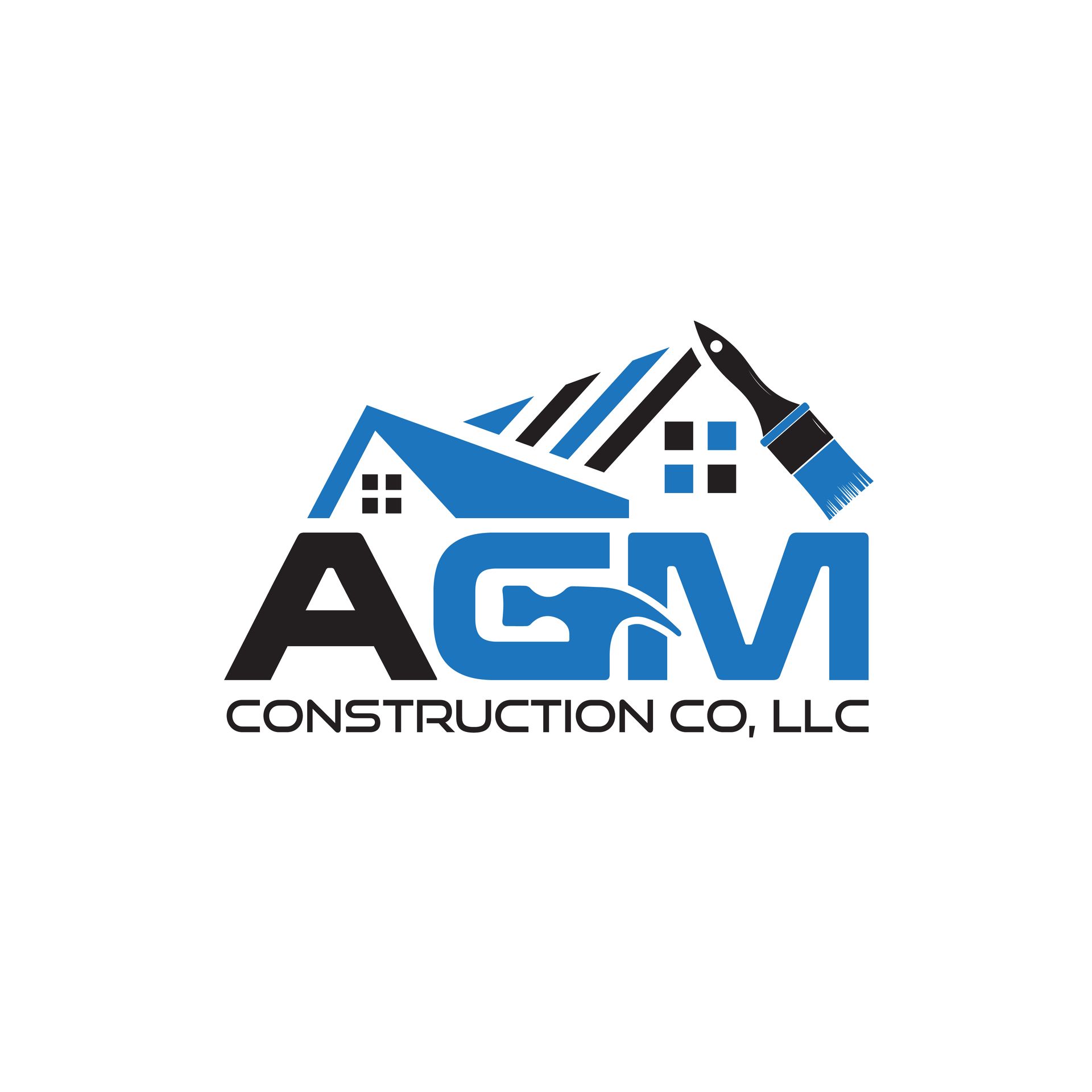A logo for a construction company called agm construction co. llc.