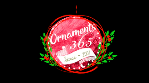 A red ornament with the words ornaments 365 since 2007 on it