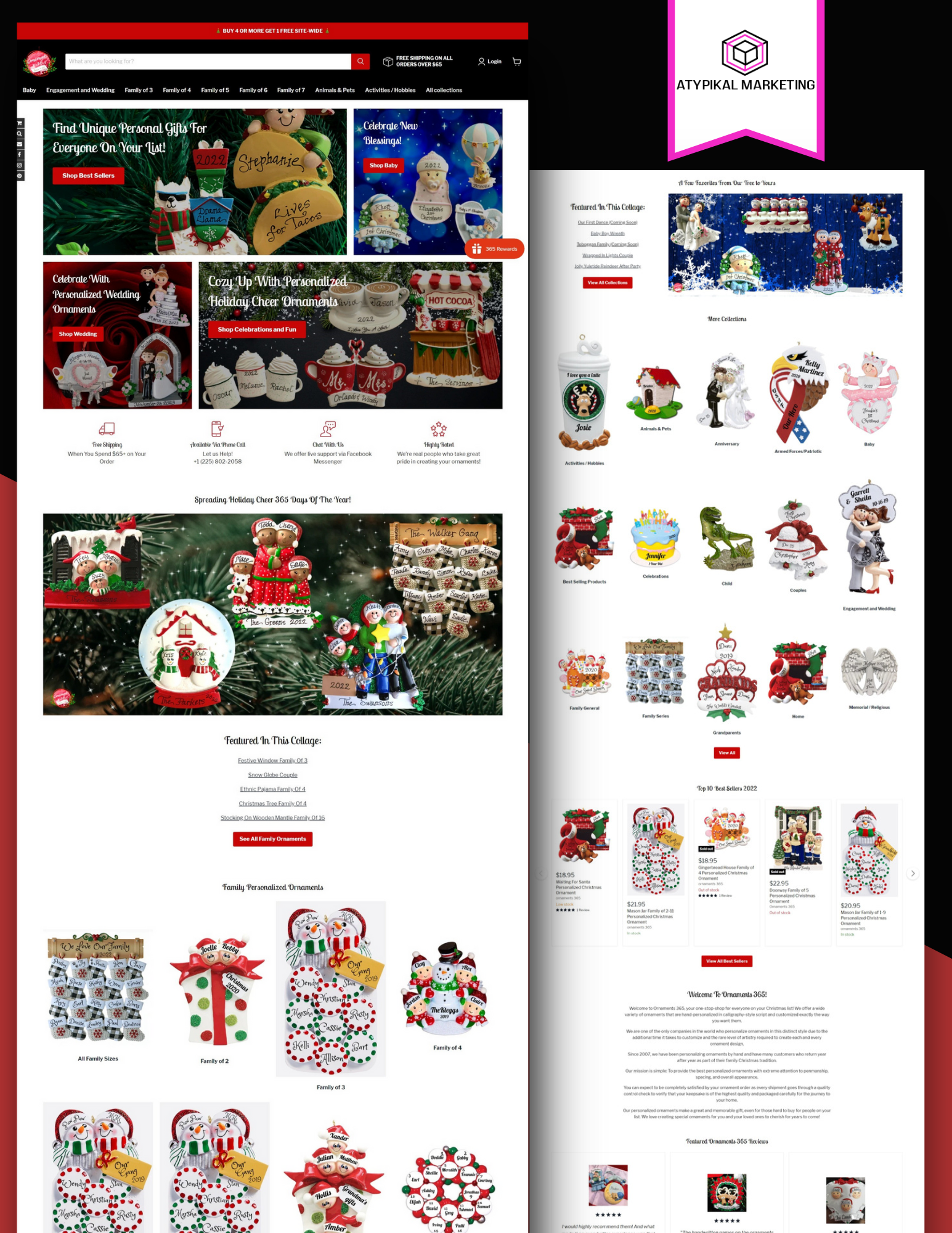 There are many different christmas ornaments on the website.