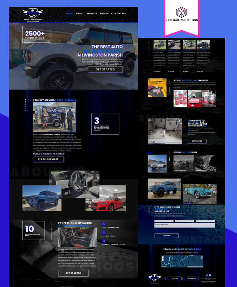 A website with a picture of a ford bronco on it