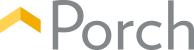 A porch logo with a yellow arrow on a white background.