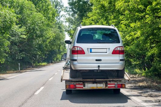 damaged car towed