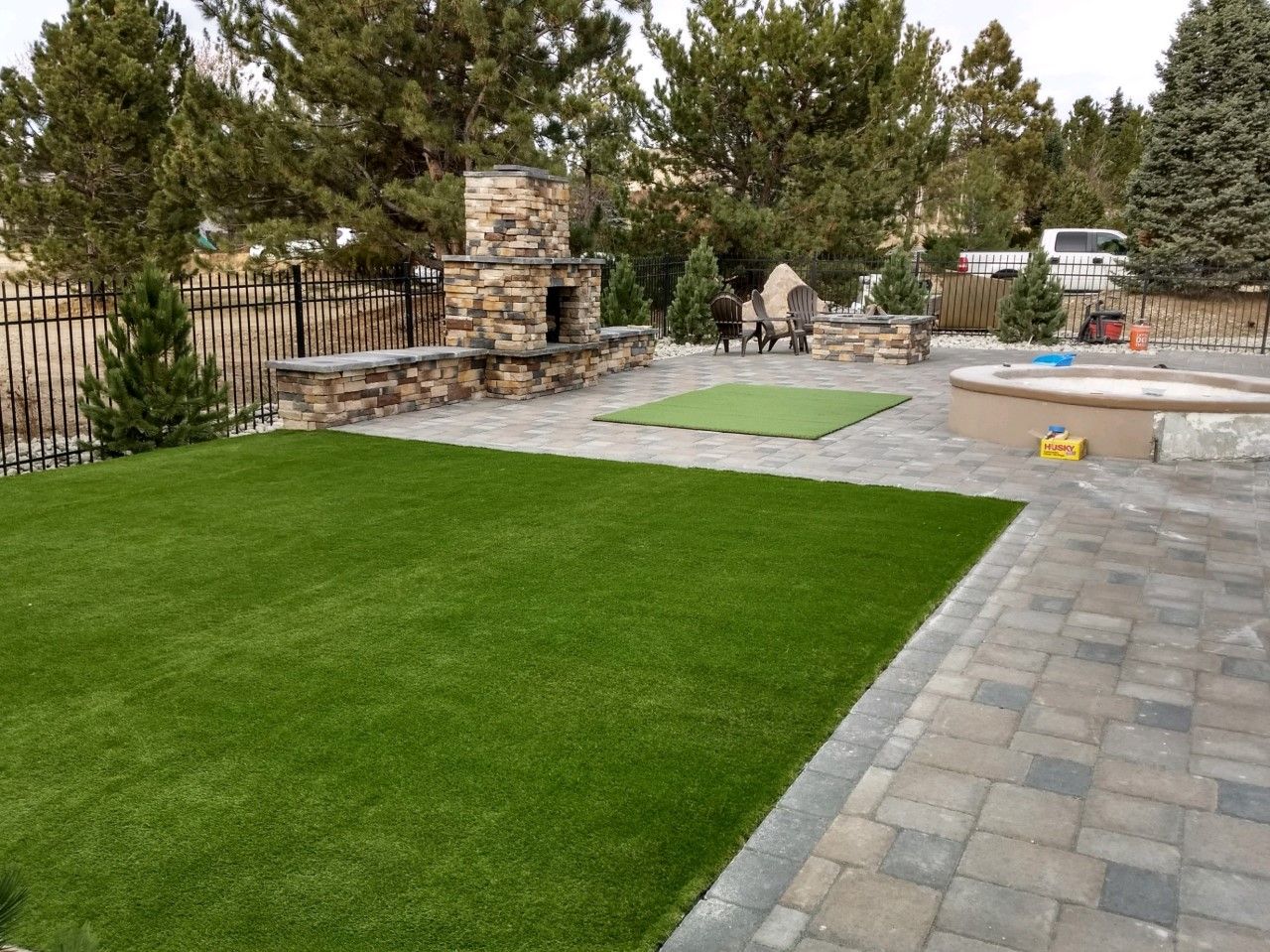 A backyard featuring a paver patio.