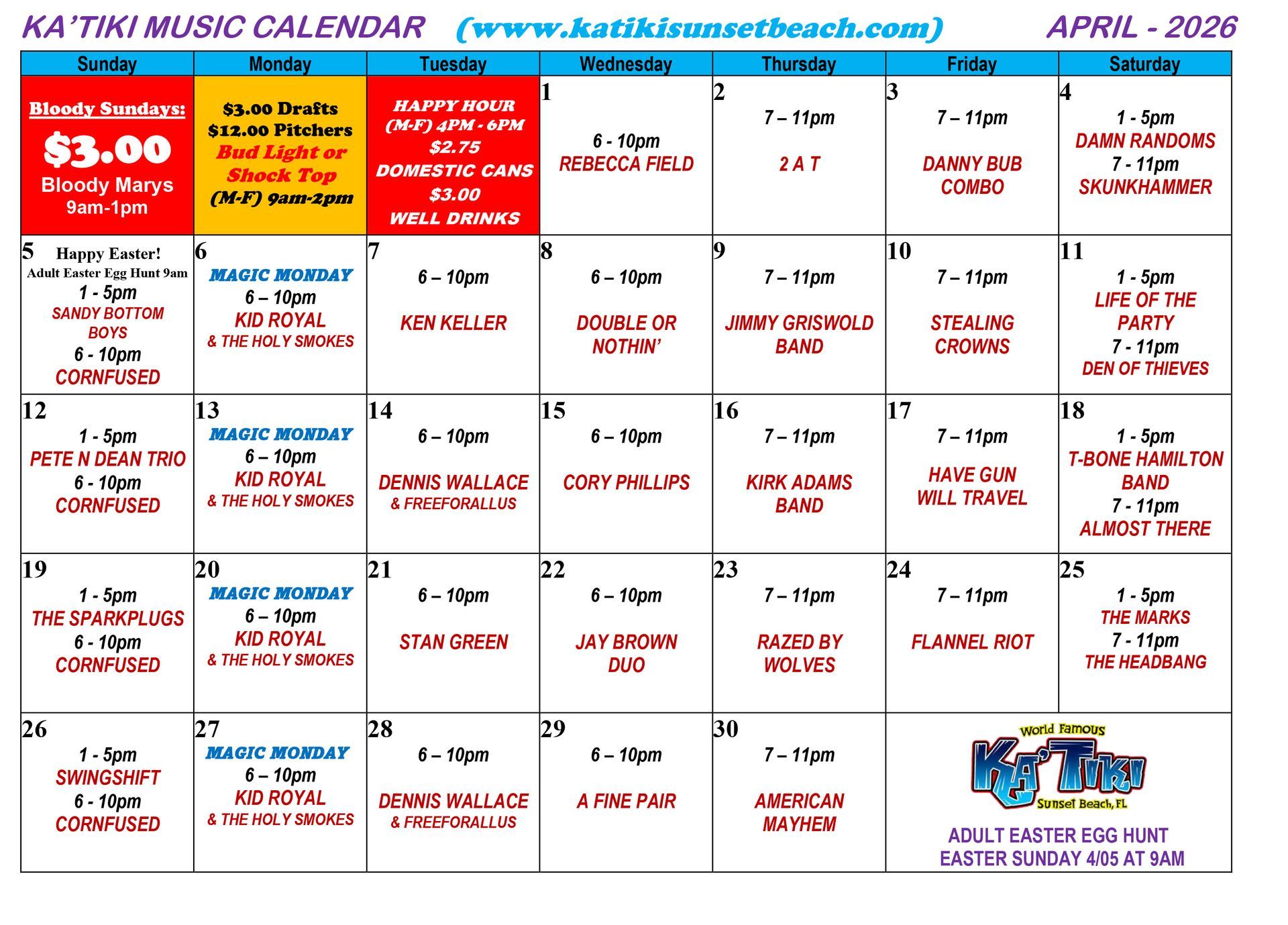 Ka Tiki Live Music Schedule Ka Tiki Live Music Schedule