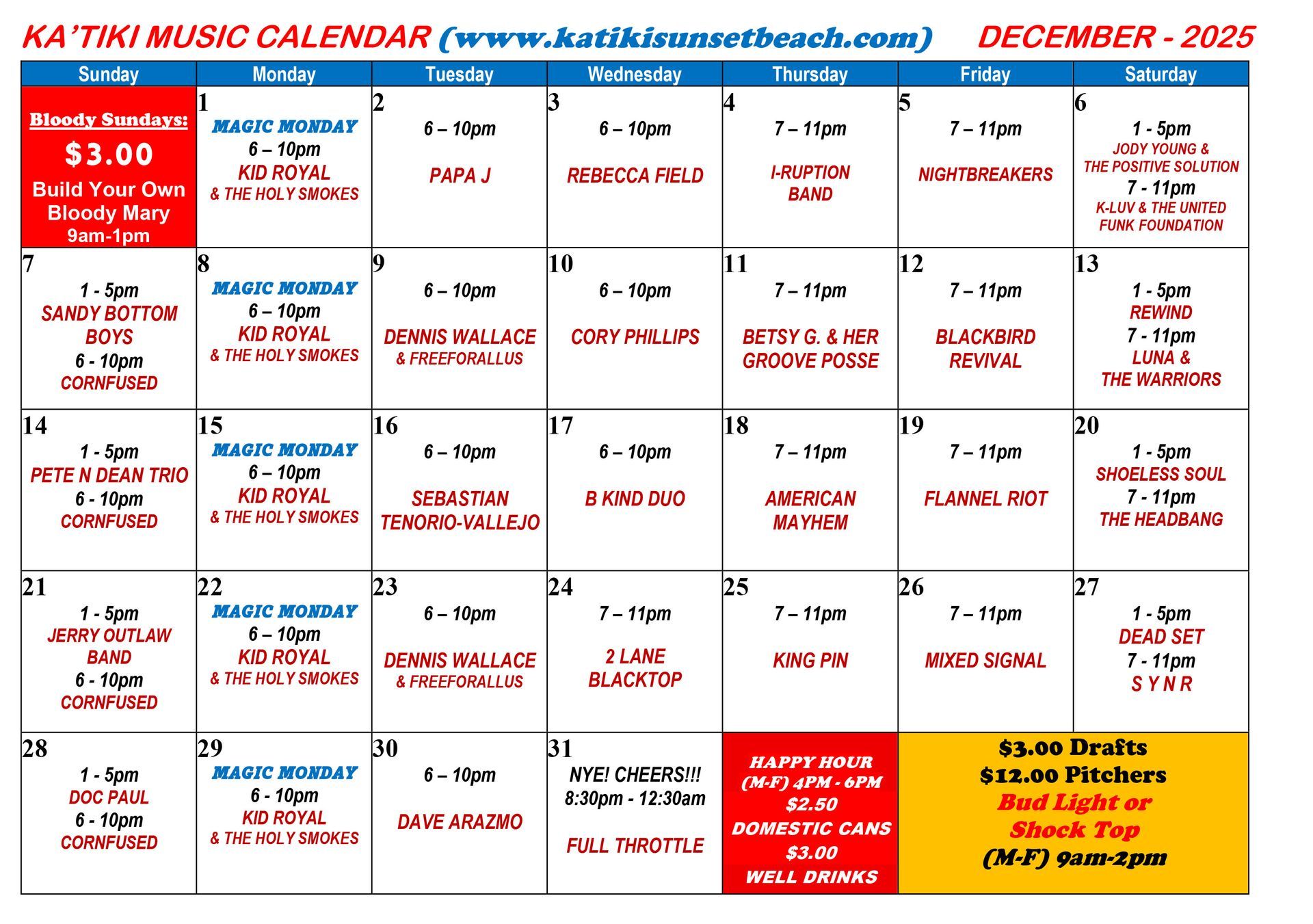 Ka Tiki Live Music Schedule Ka Tiki Live Music Schedule