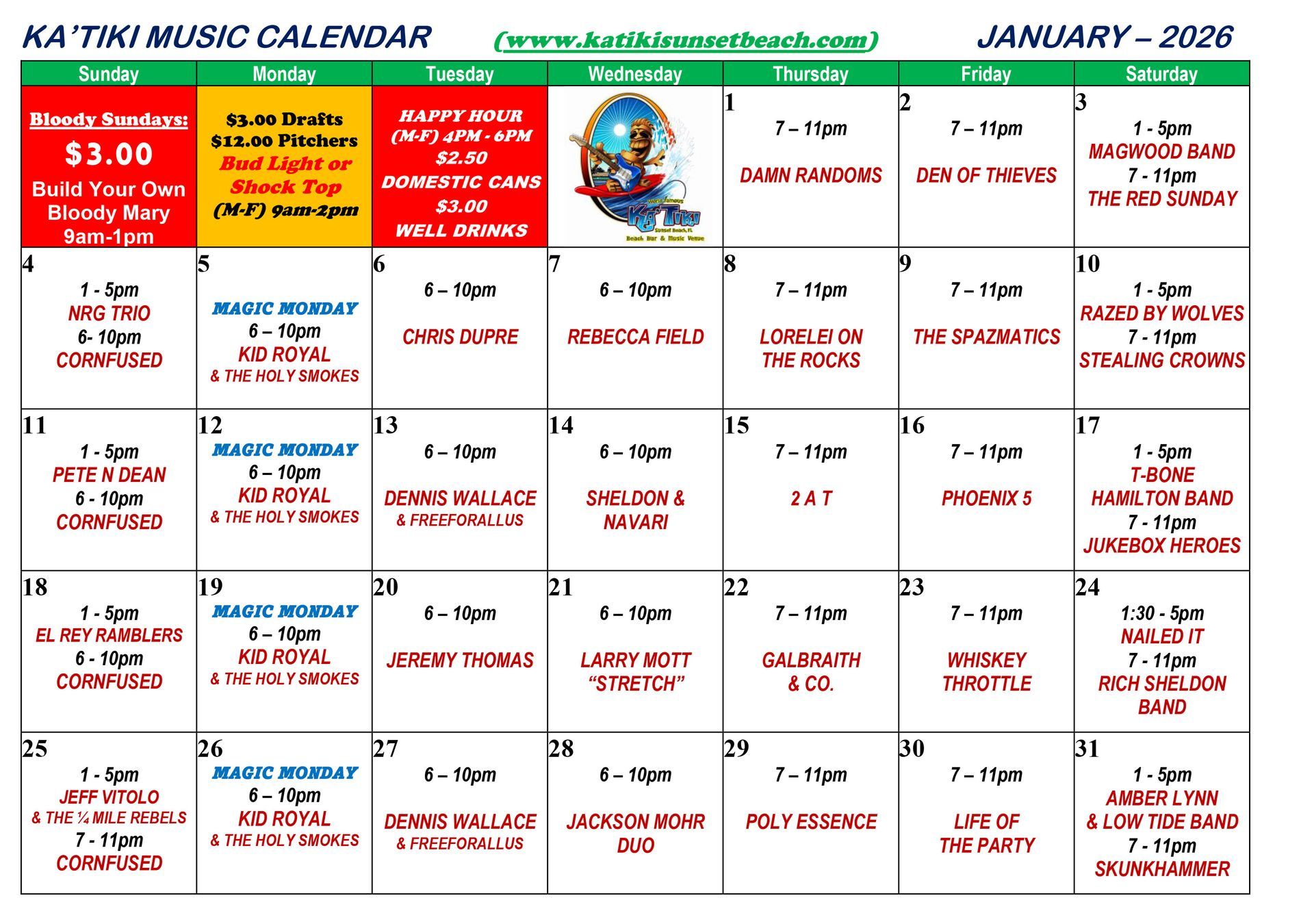 Ka Tiki Live Music Schedule Ka Tiki Live Music Schedule