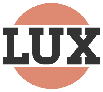 A lux logo with a circle in the middle
