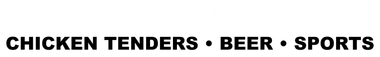 A black and white logo for chicken tenders beer and sports at tony tenderonis in denver colorado