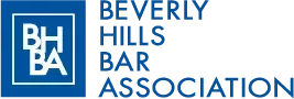 Beverly Hills Bar Association logo: blue square with 