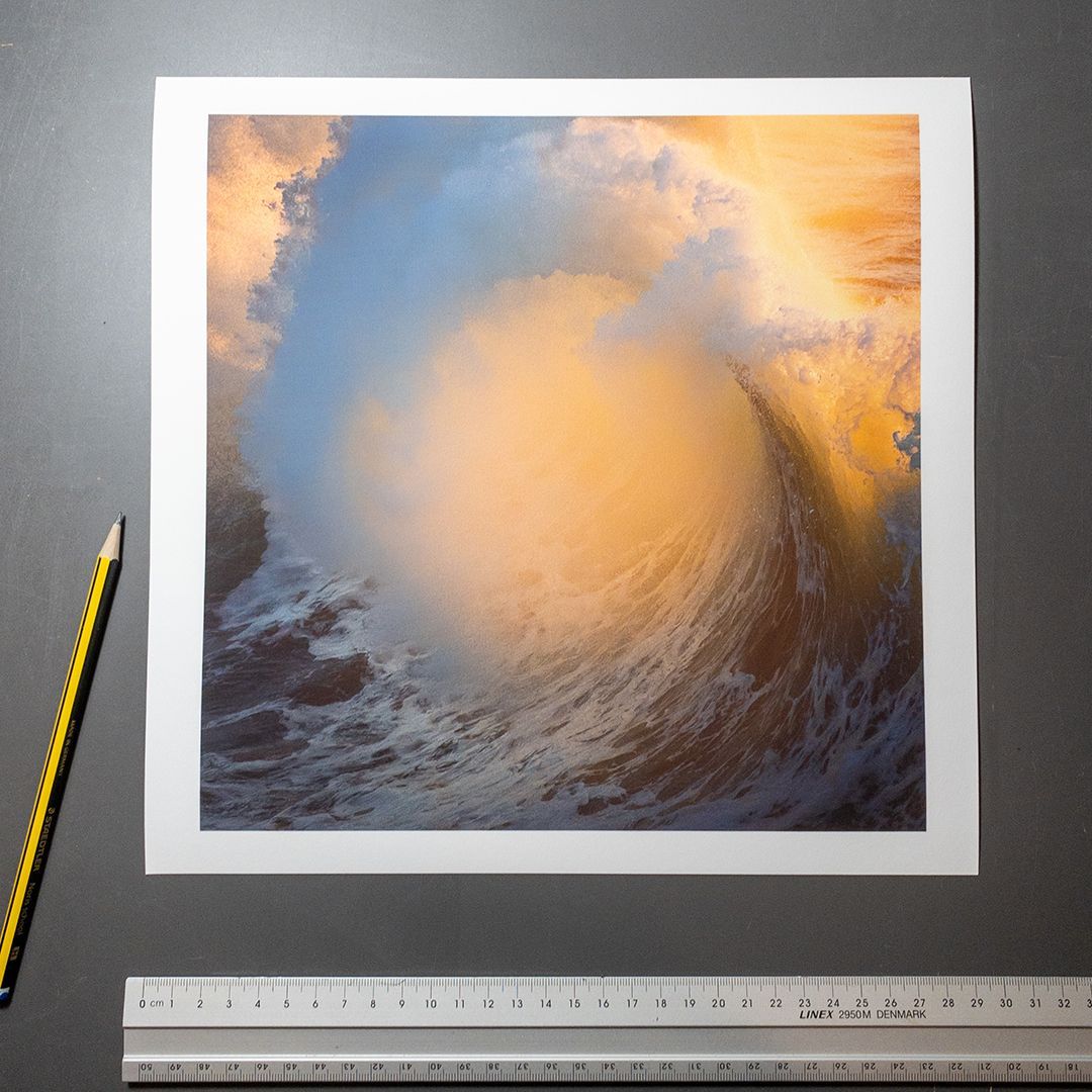 a photographic print of a wave 