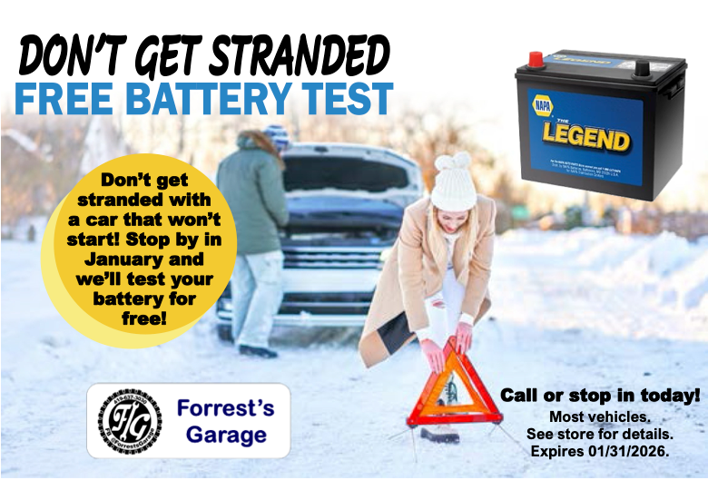 Free Battery Test Special | Forrest's Garage