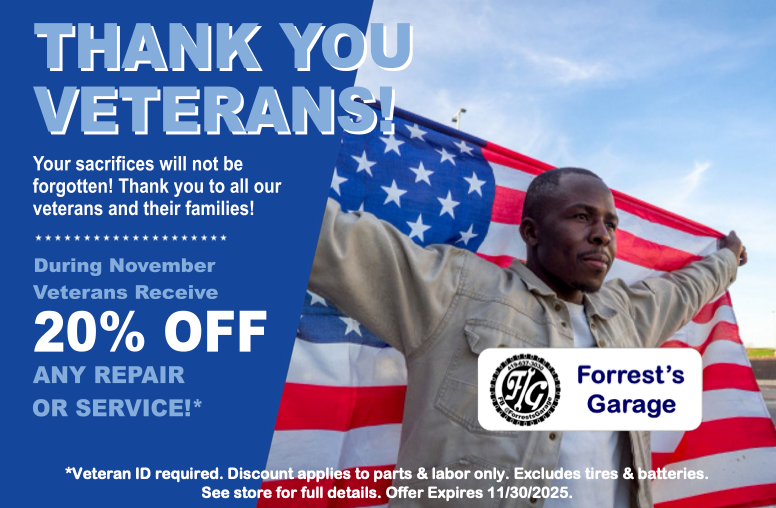 Veterans Discount | Forrest's Garage