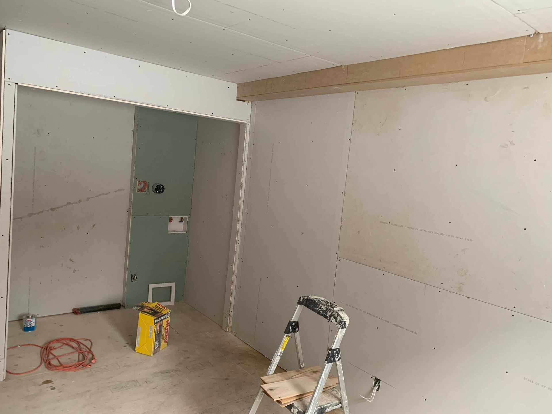 There is a ladder in the middle of the room.