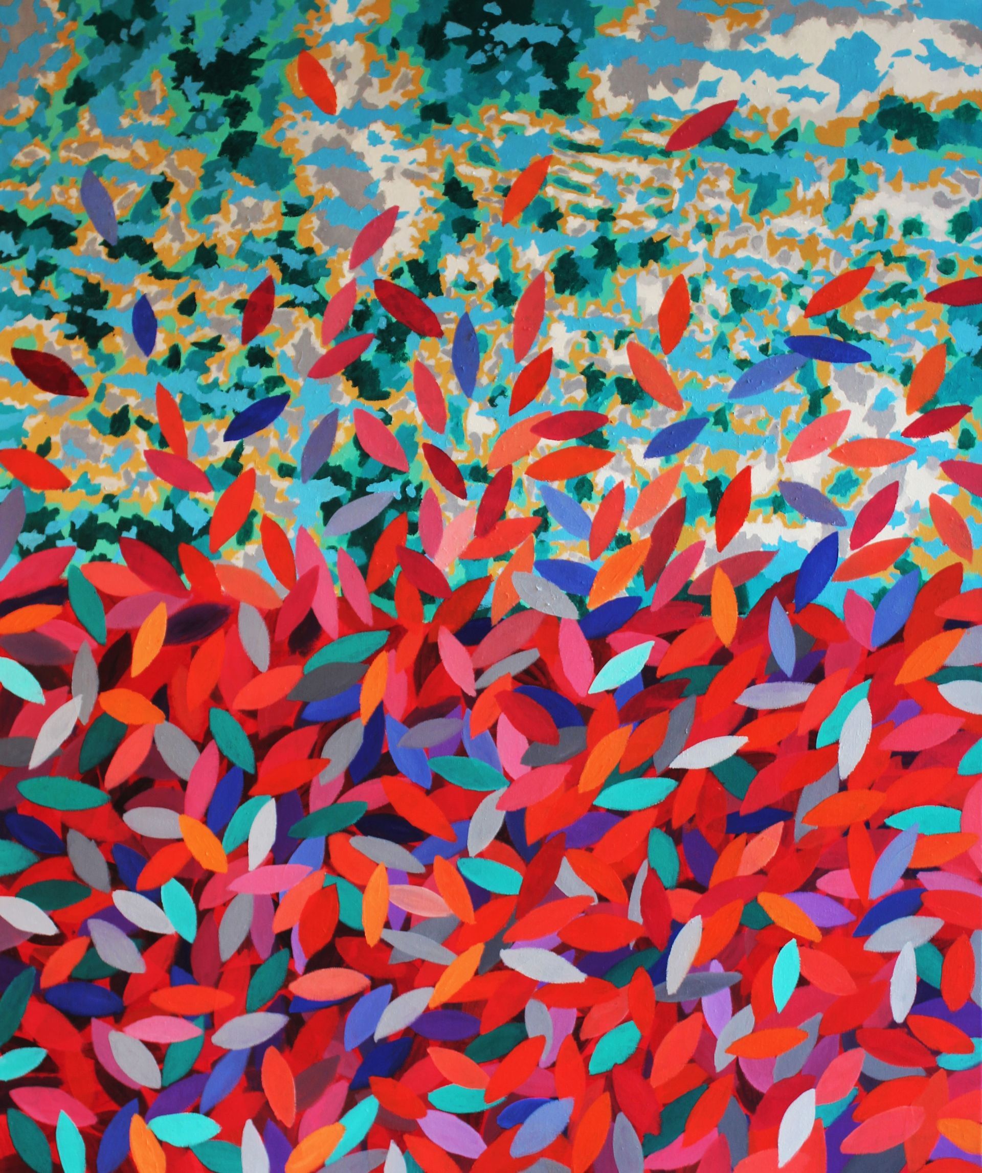 Herbstblätter vor Mauer