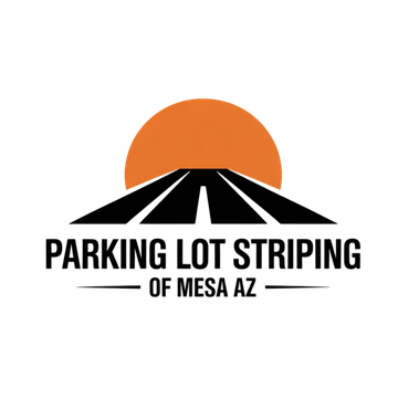 Parking Lot Striping Mesa AZ logo with asphalt line design for professional pavement marking services