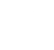 Canyon Falls Tree Works Logo - white Tree & Mountains graphics in a circle