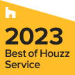 A yellow sign that says `` best of houzz service ''.