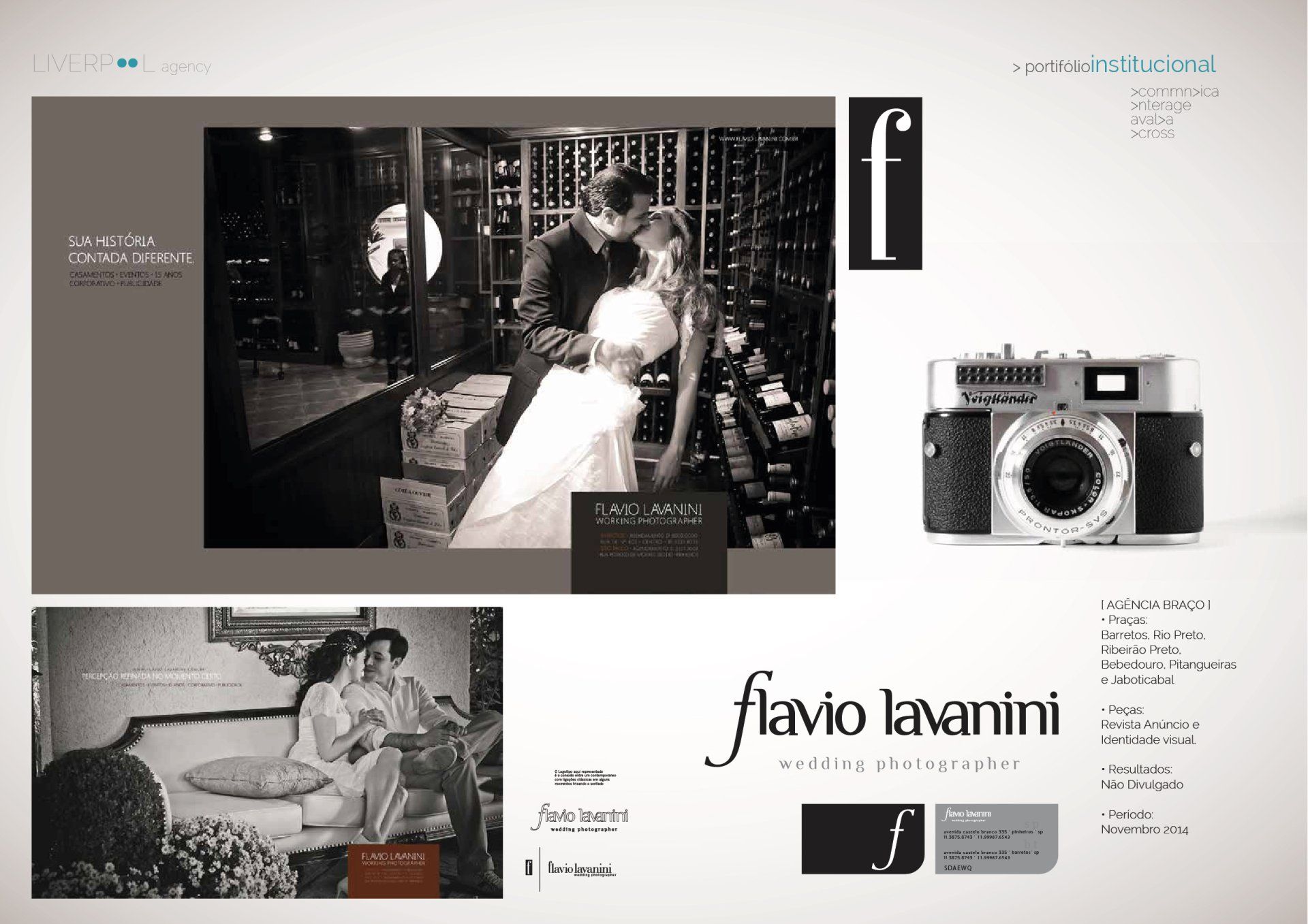 Um panfleto de flavio lavanini mostra uma noiva e um noivo se beijando