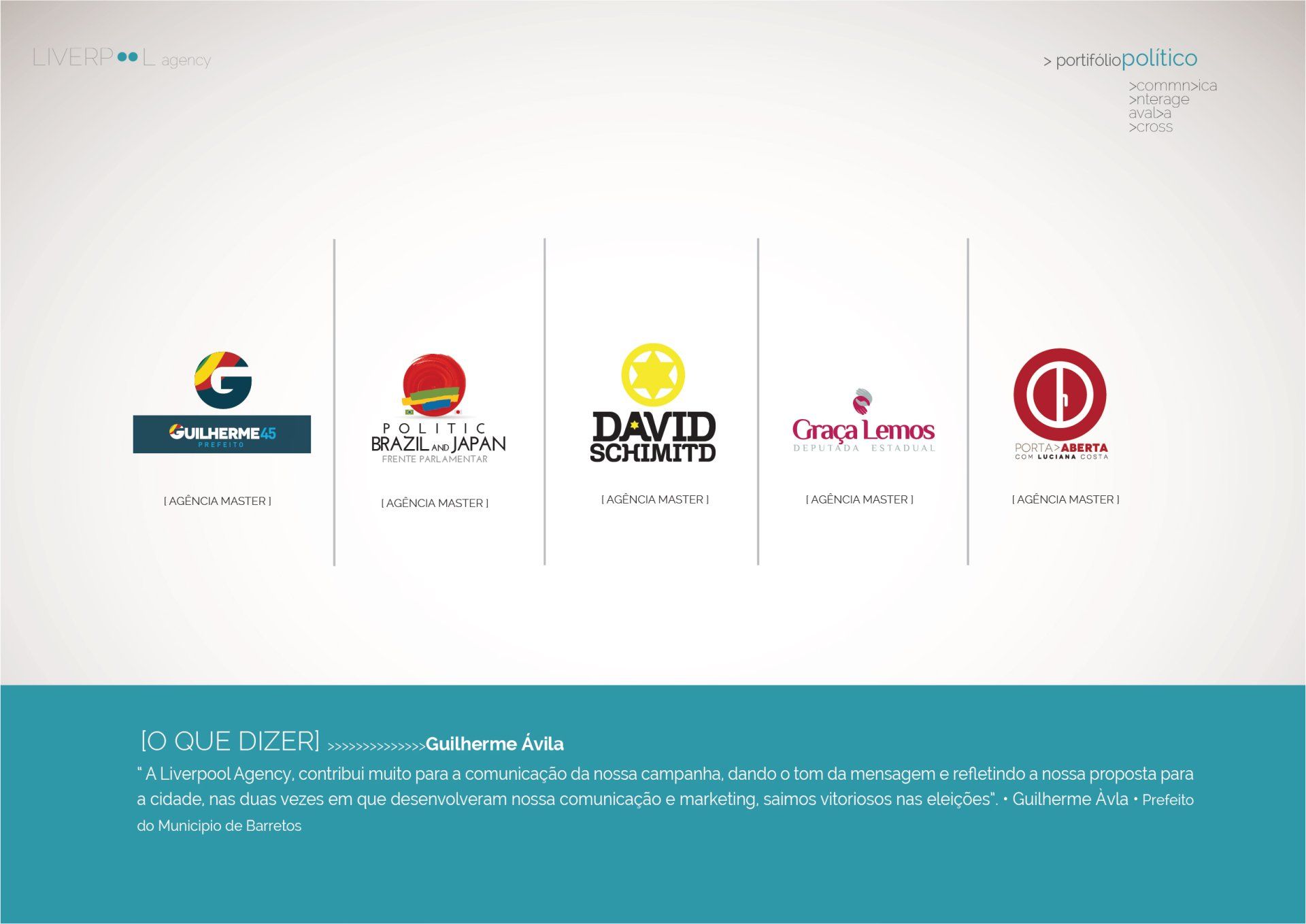 Uma captura de tela de um site com quatro logotipos.