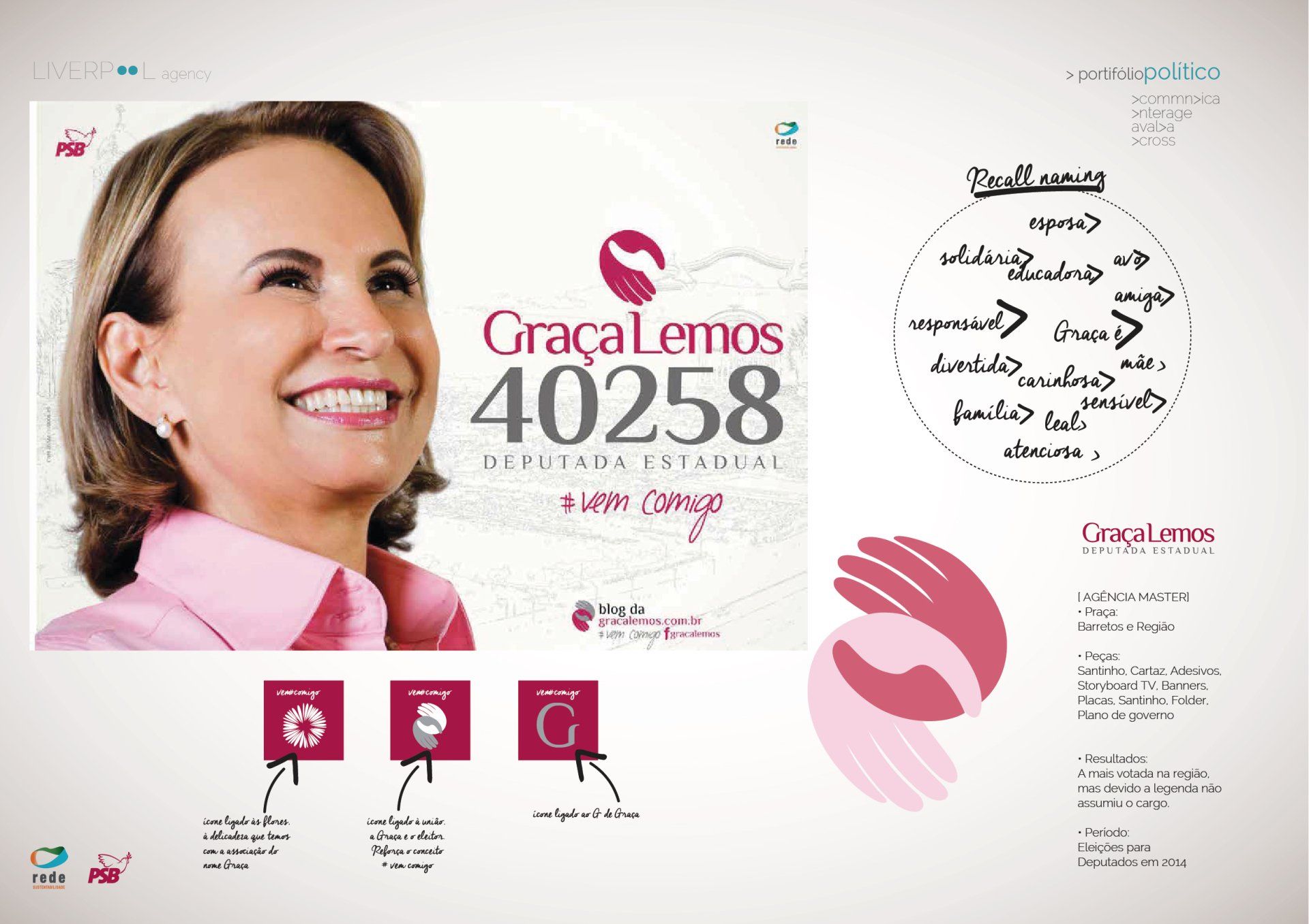 Uma mulher de camisa rosa sorri em um cartaz com o número 40258.