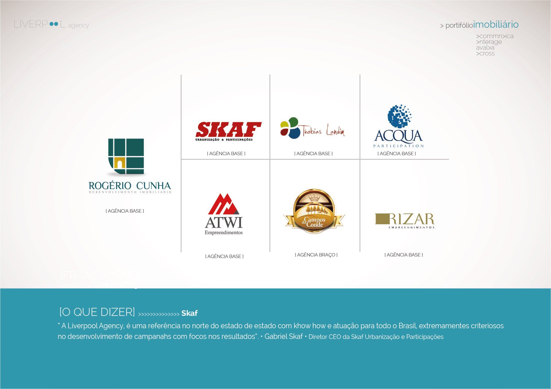 Uma captura de tela de um site com vários logotipos nele