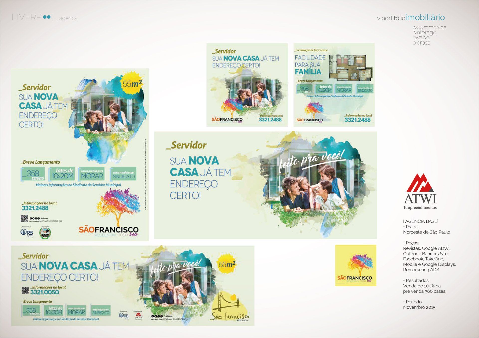 Um conjunto de anúncios para uma empresa chamada nova casa