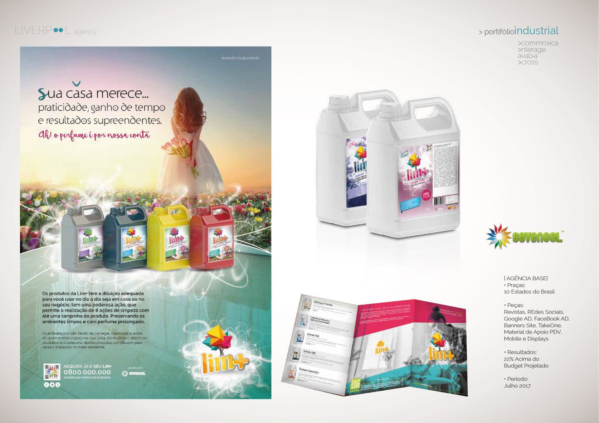 Uma mulher está parada ao lado de uma garrafa de sabão em pó.