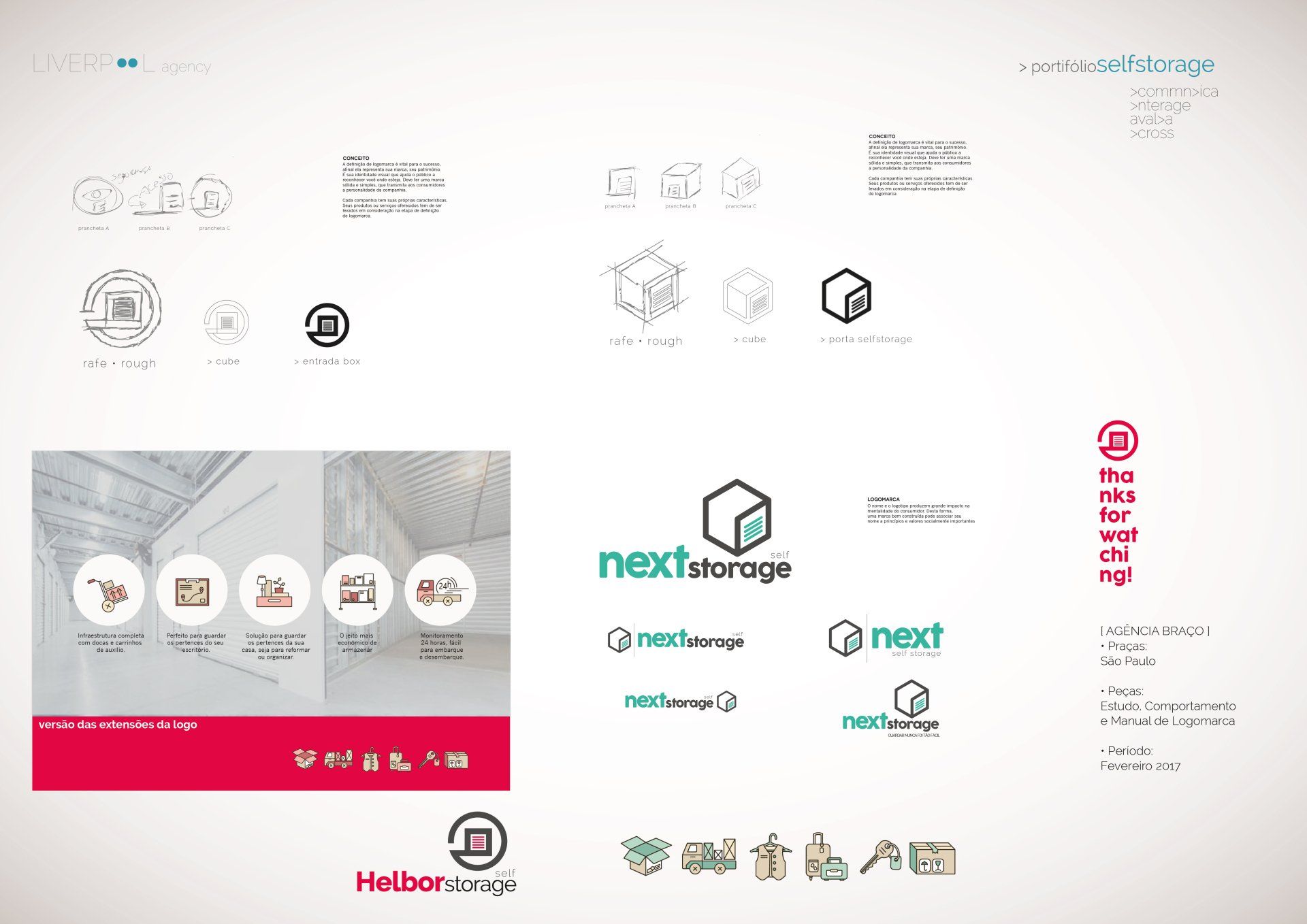 Uma colagem de logotipos para uma empresa chamada next storage