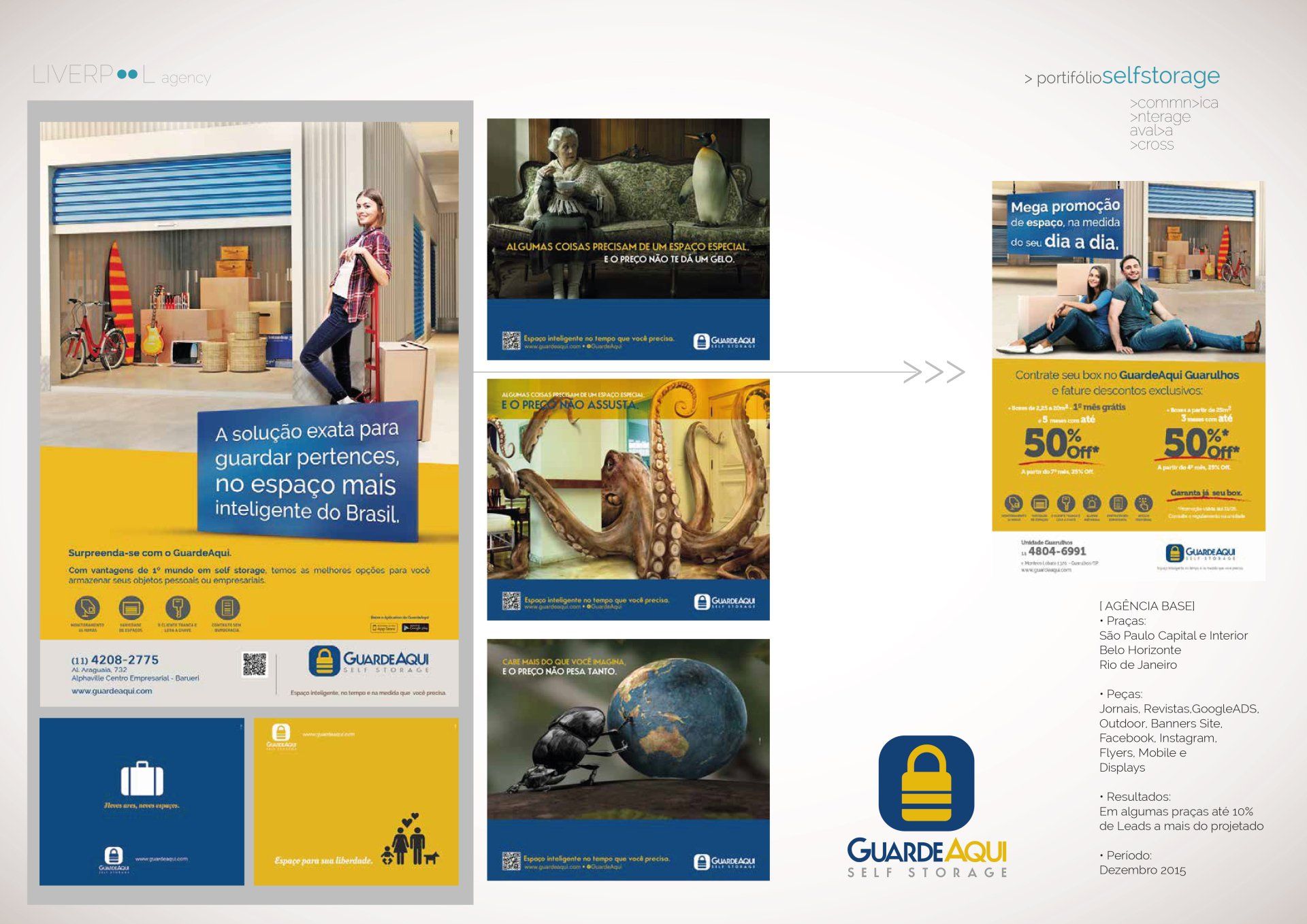 Um monte de anúncios de uma empresa chamada guarde aqui