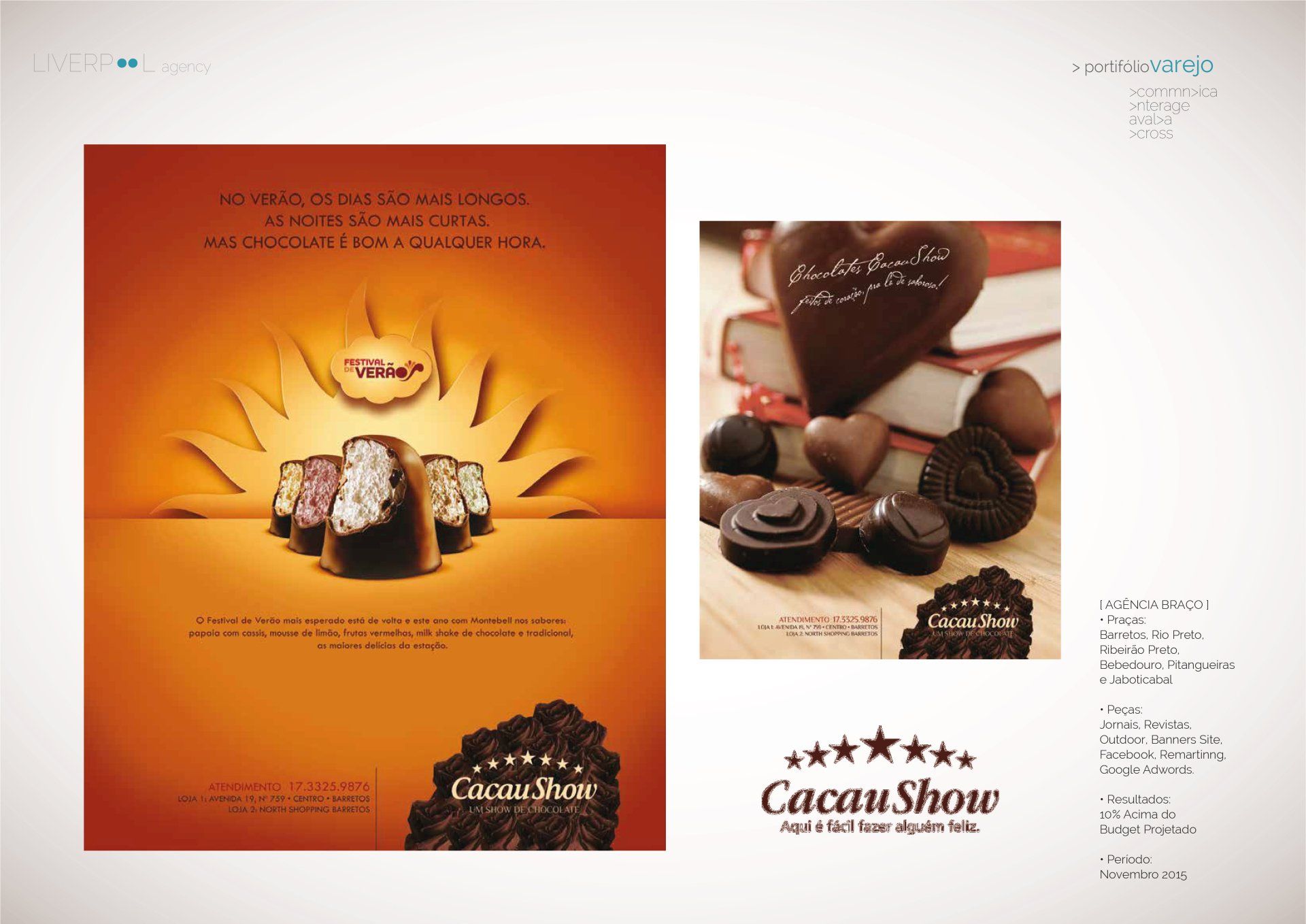 Um cartaz para exposição de cacau com uma foto de chocolates