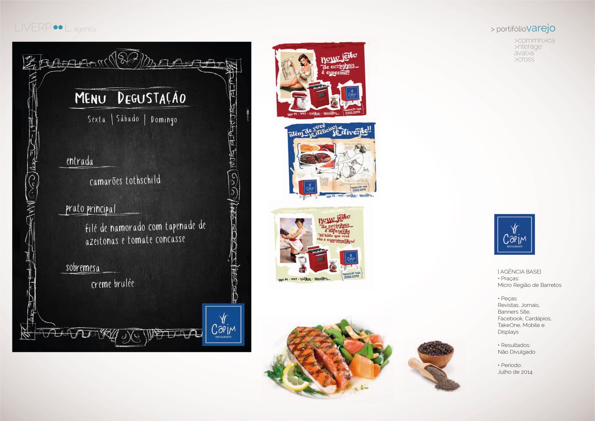 Um quadro negro com um menu e uma foto de comida