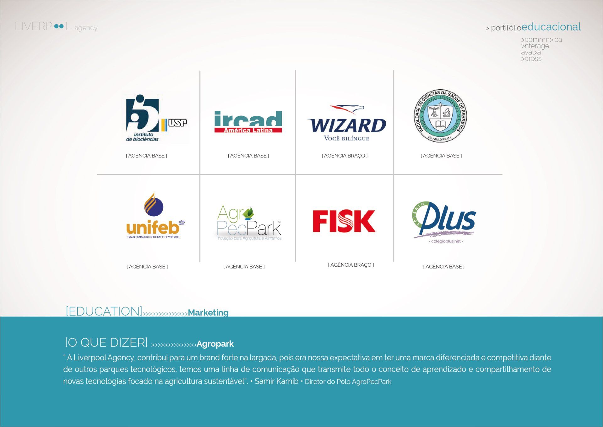 Uma captura de tela de um site com logotipos.