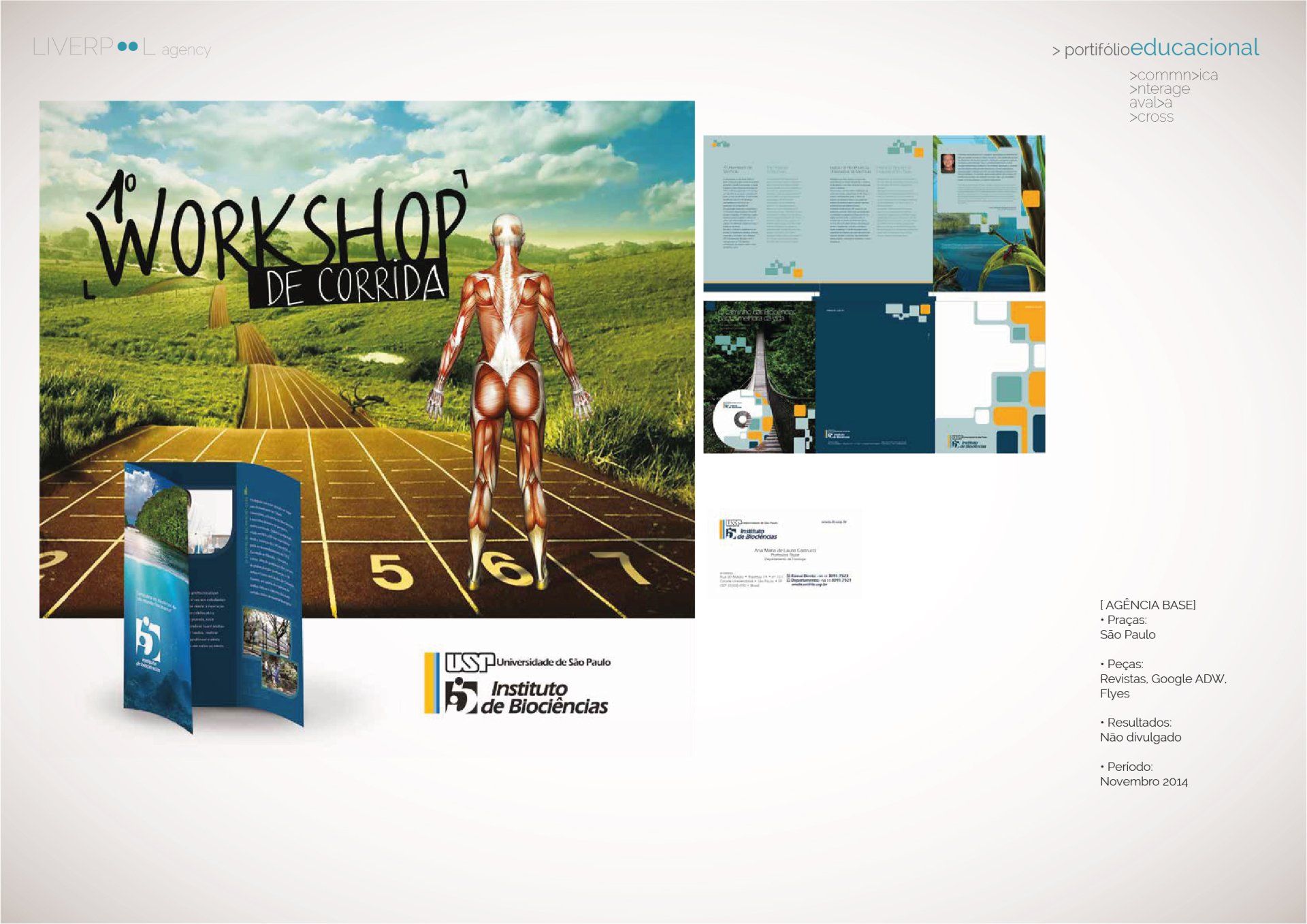 Um cartaz para um workshop na Colômbia mostra um homem correndo em uma pista