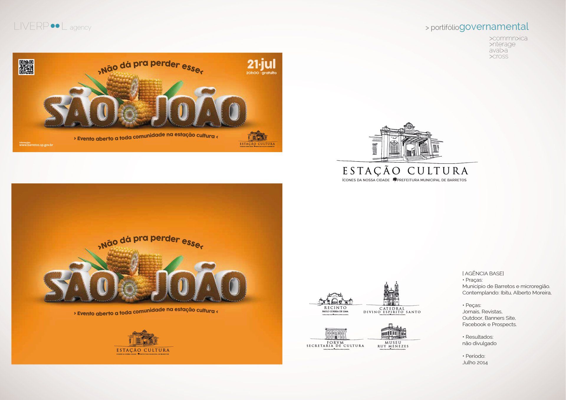 Um logotipo para sao joao é mostrado em um fundo laranja