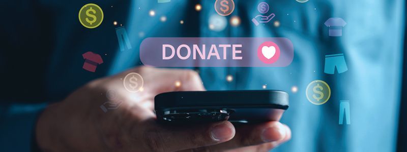 Person holding phone with 