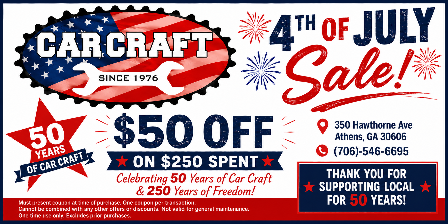 Car Craft 4th of July Sale