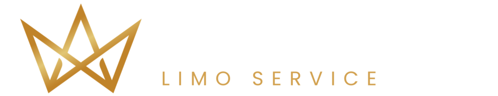 A logo for a Elite Rides Limo Service with a crown on a white background.